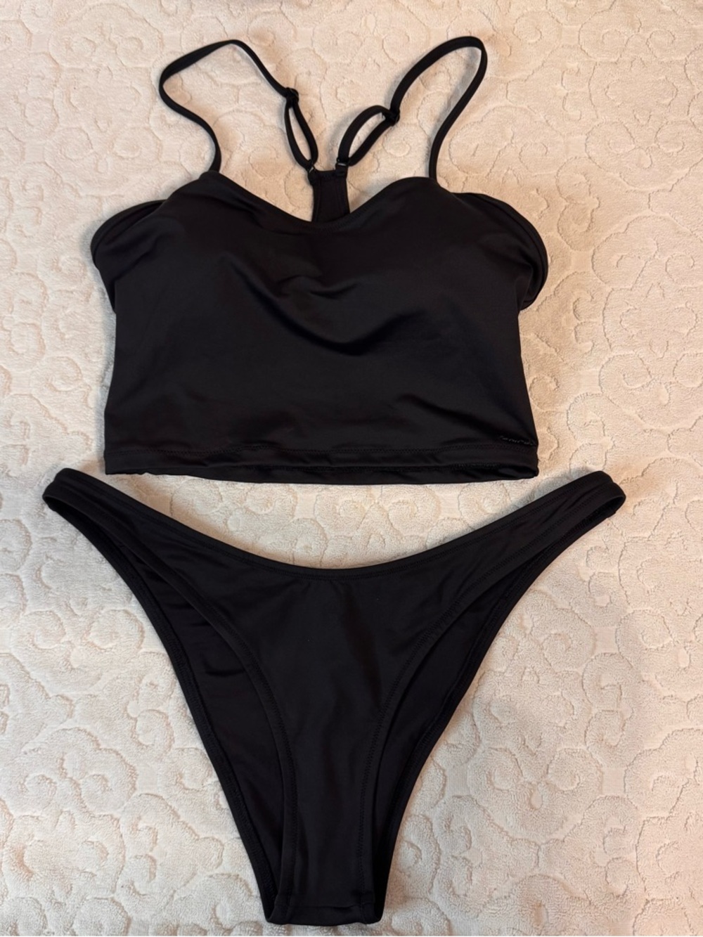 NWT Skims Signature Swim Cami Tank Built in Bra Cheeky Tanga Onyx M Bikini Set